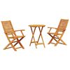 vidaXL Folding Bistro Set Folding 3 pcs Brown Solid Acacia Wood