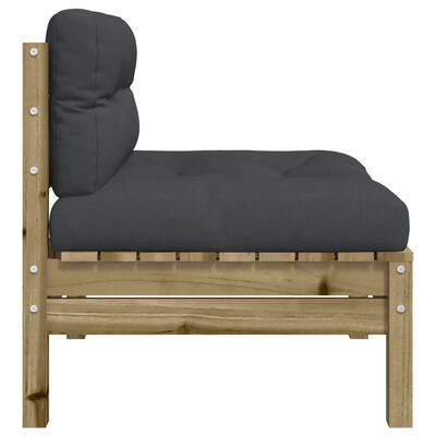 vidaXL Garden Sofa Armless with Cushions Impregnated Wood Pine