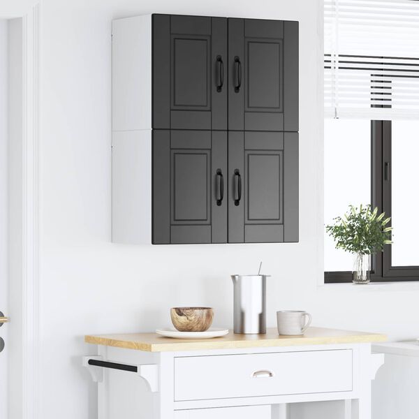 vidaXL Kitchen Cabinet 2 pcs Black 60 x 31 x 40 cm Engineered Wood