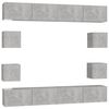 vidaXL 8 Piece TV Cabinet Set Concrete Grey Engineered Wood (801485x4+804495)
