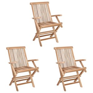 vidaXL Folding Garden Chair 3 pcs Natural Solid Teak Wood