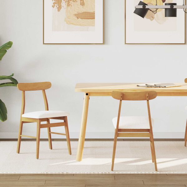 vidaXL Dining Chair 2 pcs Natural and Light Solid Rubber Wood