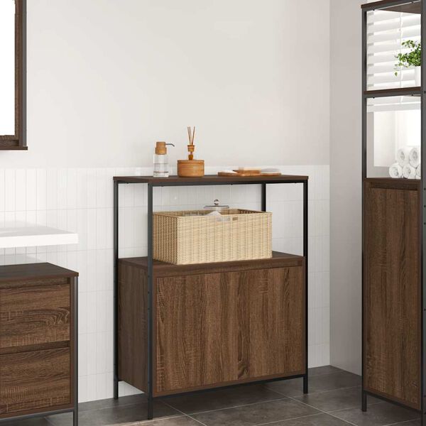 vidaXL Bathroom Cabinet with Shelves Brown Oak 76.5x35x95 cm