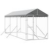 vidaXL Outdoor Dog Kennel with Roof Silver 2x6x2.5 m Galvanised Steel
