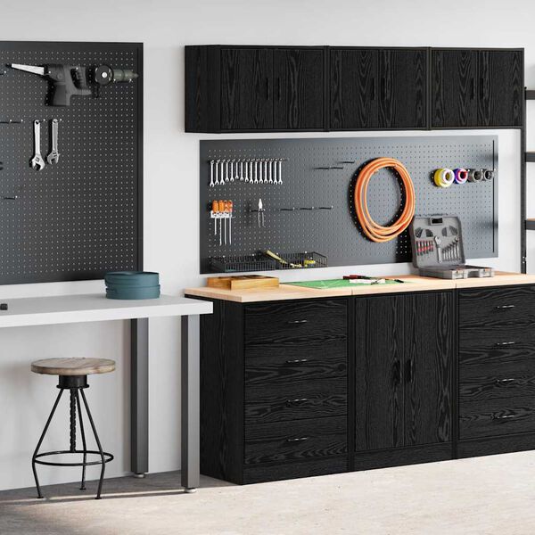 vidaXL Garage Cabinets 2 pcs Black Engineered Wood