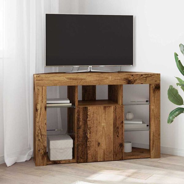 vidaXL Corner LED TV Cabinet Old Wood 100x40x68cm Engineered Wood
