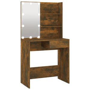vidaXL Dressing Table with LED Brown Oak 74.5x40x141 cm
