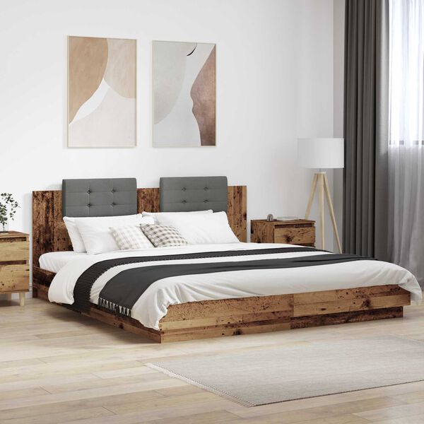 vidaXL Bed Frame with Headboard Old Wood 180 x 200 cm Engineered Wood