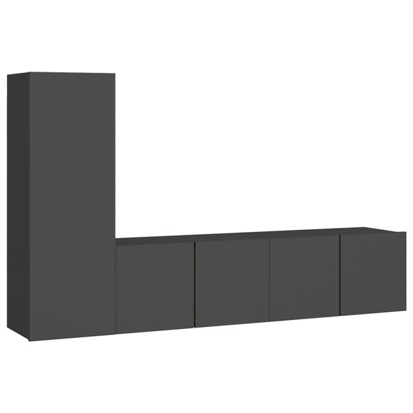 vidaXL 3 Piece TV Cabinet Set Grey Engineered Wood