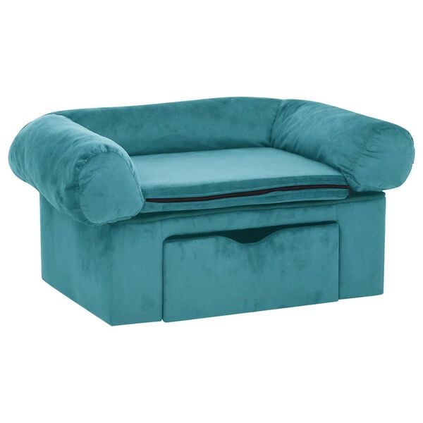 vidaXL Dog Sofa with Storage Turquoise 75 x 50 x 38cm Plush