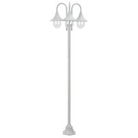 vidaXL Garden Post Light E27 220 cm Aluminium 3-Lantern White