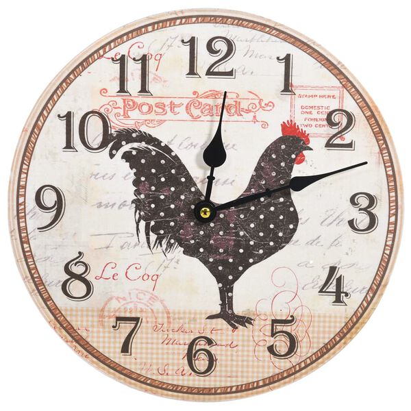 vidaXL Wall Clock with Chicken Design Multicolour 30 cm MDF