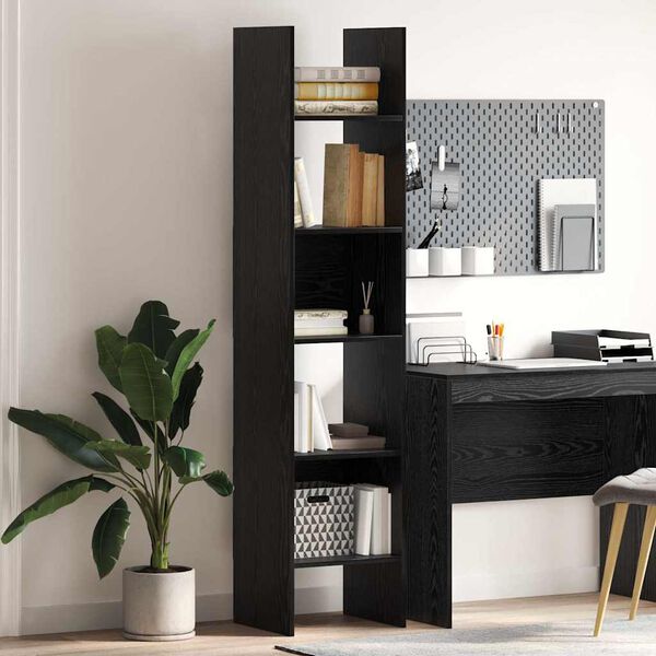 vidaXL Book Cabinet Black Oak 40 x 35 x 180 cm Engineered Wood
