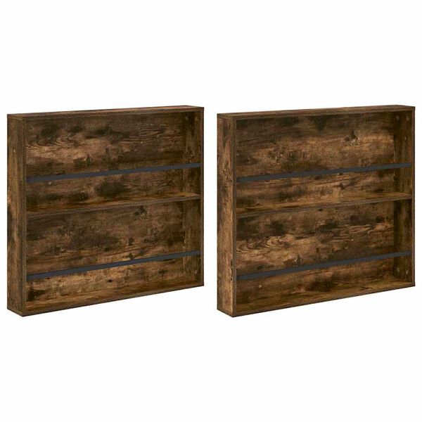 vidaXL Magazine Rack 2 pcs Smoked Oak 80 x 12 x 70 cm Engineered Wood