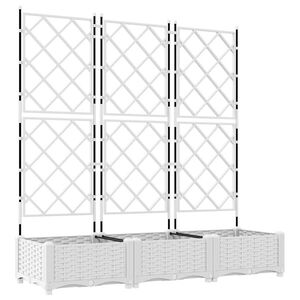 vidaXL Garden Planter 3 pcs White 120 x 40 x 125.5 cm PP