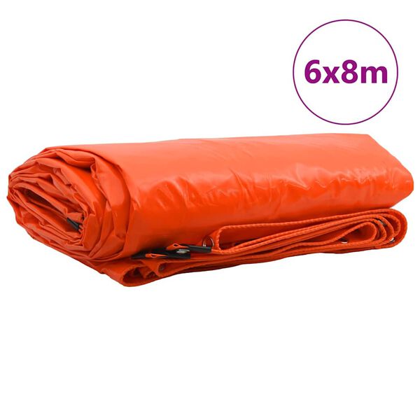 vidaXL Tarpaulin 650g / m&sup2; Orange 6 x 8 m Canvas with PVC Coating