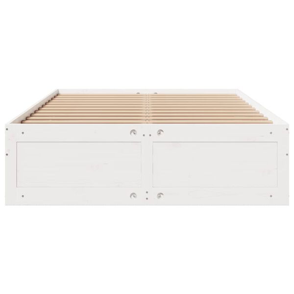 vidaXL Bed Frame without Mattress with Drawers White 150x200 cm King Size Solid Wood Pine