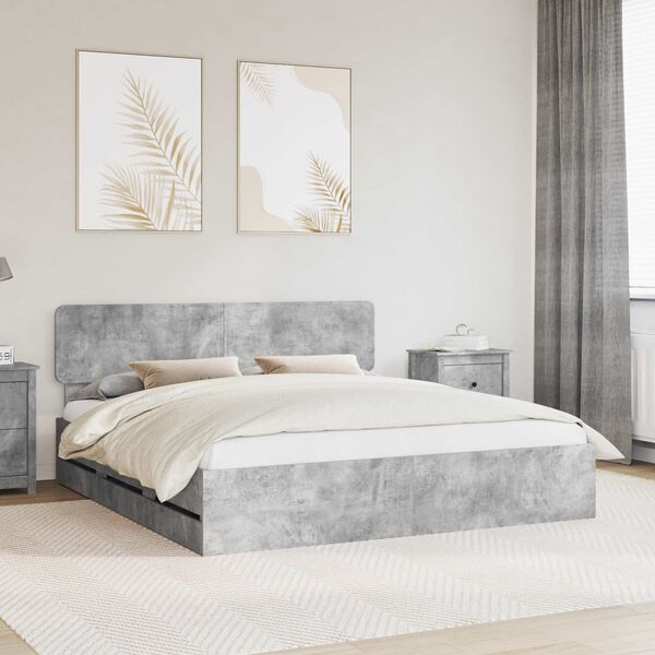 vidaXL Bed Frame Concrete Grey 200 x 200 cm Engineered Wood