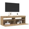 vidaXL TV Cabinet with LED Lights Artisan Oak 120x35x40 cm Engineered Wood