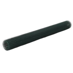 vidaXL Chicken Wire Fence Steel with PVC Coating 10x1.5 m Green