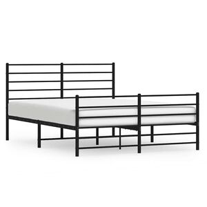 vidaXL Metal Bed Frame without Mattress with Footboard Black 120x190cm
