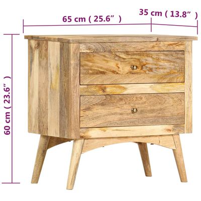vidaXL Bedside Cabinet 65x35x60 cm Solid Mango Wood