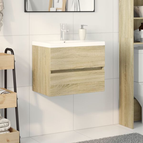 vidaXL 2 Piece Bathroom Furniture Set Ceramic and Engineered Wood