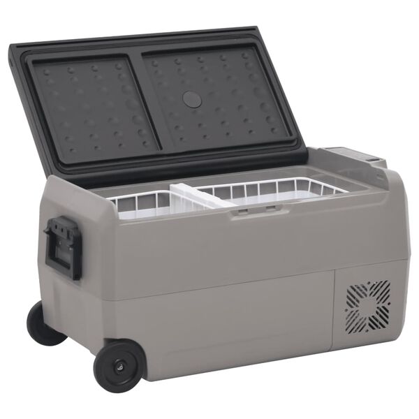 vidaXL Cool Box with Wheel and Handle Black&Grey 50 L PP&PE