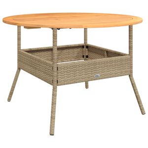 vidaXL Garden Table | Beige | Poly Rattan | &Oslash;110x71 cm | Durable | Garden Table