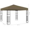 vidaXL Gazebo with LED String Lights 3x3 m Taupe Fabric