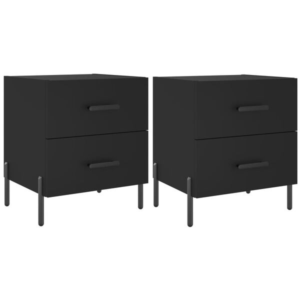 vidaXL Bedside Cabinets 2 pcs Black 40x35x47.5 cm Engineered Wood