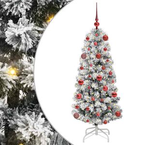 vidaXL Artificial Hinged Christmas Tree Green and White 120 cm