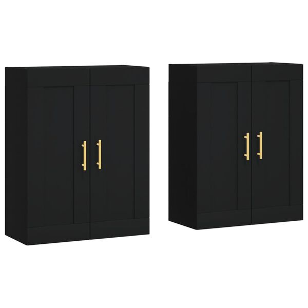 vidaXL Wall Mounted Cabinets 2 pcs Black Engineered Wood