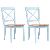 vidaXL Dining Chairs 2 pcs Grey and Light Wood Solid Rubber Wood