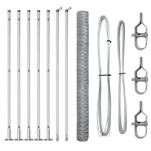 vidaXL Hexagonal Fence with Concrete Base 10 x 1.6 m Galvanised Steel