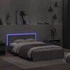 vidaXL Bed Frame with Headboard and LED Concrete Grey 140x190 cm