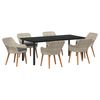 vidaXL Dining Set Light grey Poly rattan