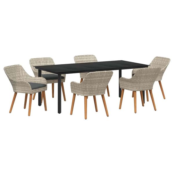 vidaXL Dining Set Light grey Poly rattan