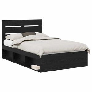 vidaXL Bed Frame with Headboard Black 120 x 190 cm Solid Pine Wood