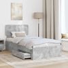 vidaXL Bed Frame with Drawer Concrete Grey 90 x 190 cm Engineered Wood