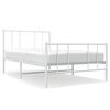 vidaXL Metal Bed Frame without Mattress with Footboard White 90x200cm