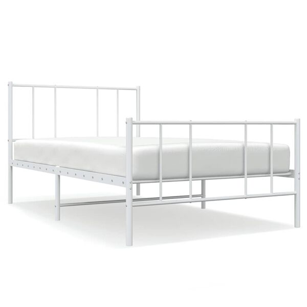 vidaXL Metal Bed Frame without Mattress with Footboard White 90x200cm