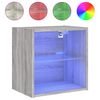 vidaXL Bedside Cabinet with LED Lights Wall-mounted Grey Sonoma