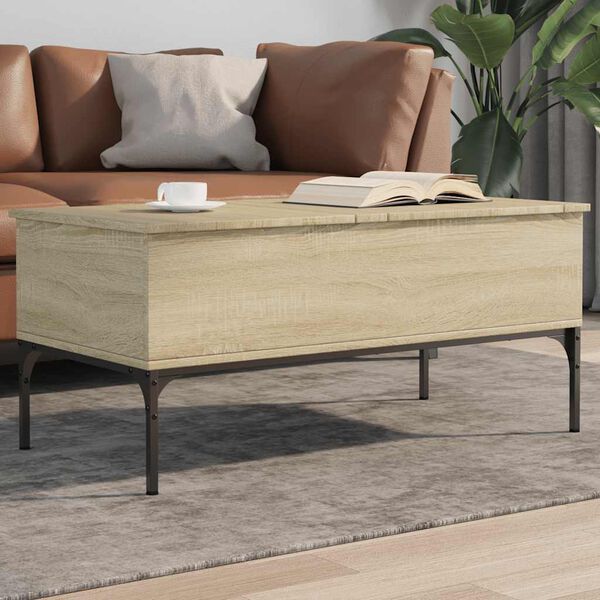 vidaXL Coffee Table Sonoma Oak 100x50x45 cm Engineered Wood and Metal