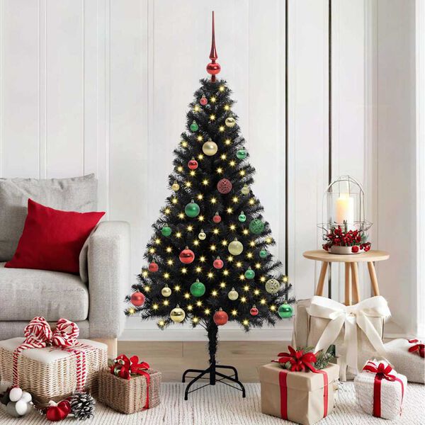 vidaXL Christmas Tree with 150 LEDs with Stand Black 150 cm PVC