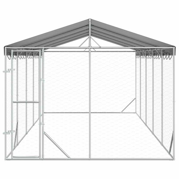 vidaXL Outdoor Dog Kennel with Roof Silver 3x7.5x2.5 m Galvanised Steel
