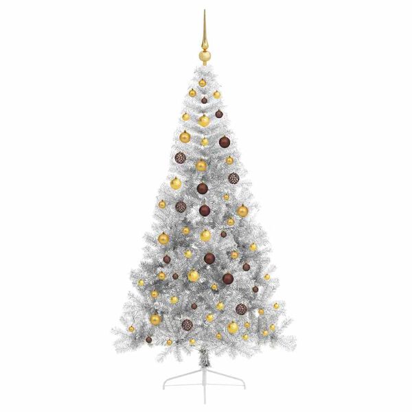 vidaXL Artificial Pre-lit Christmas Tree Silver 210 cm PET