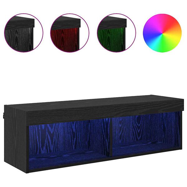 vidaXL TV Wall Cabinet Wall-mounted Panama Black Oak 100 x 30 x 30 cm