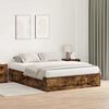vidaXL Storage Bed Frame Smoked Oak 135 x 190 cm Engineered Wood