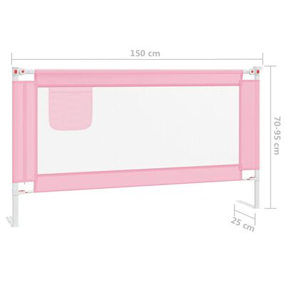 vidaXL Toddler Safety Bed Rail Pink 150x25 cm Fabric